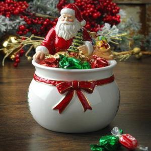 Spode Christmas Tree Candy Bowl - 7.5-Inch Earthenware Bowl for Candy, Nuts, Potpourri, Holiday Décor - Food-Safe Decorative Design with Santa & Tree Motif - Christmas Gift, Festive Tabletop Accent