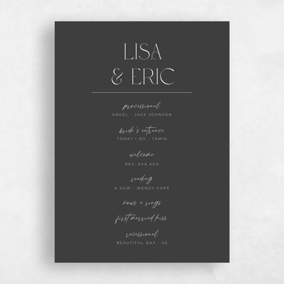 Dark Charcoal, Black Wedding Program - Papyrus