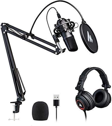 Microphone with Studio Headphone Set 192kHz/24bit MAONO Vocal Condenser Cardioid Podcast Mic Compatible with Mac and Windows, YouTube, Gaming, Live Streaming, Voice-Over (AU-A04H)