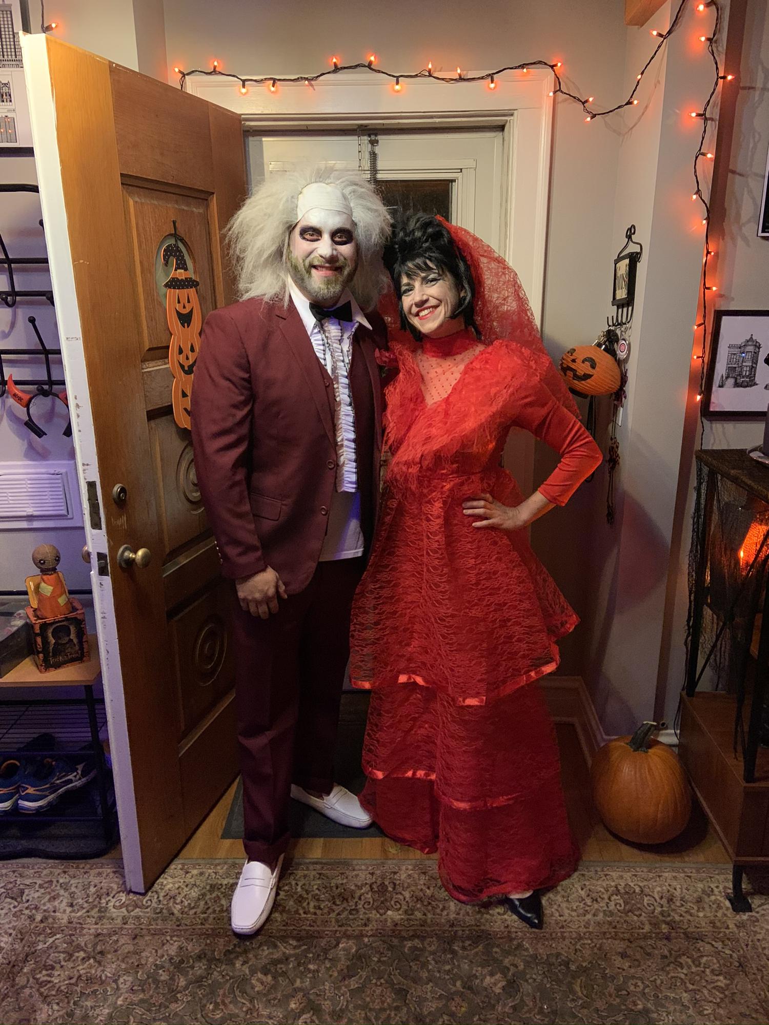 Our first Halloween together and as Beetlejuice and  Lydia Deetz