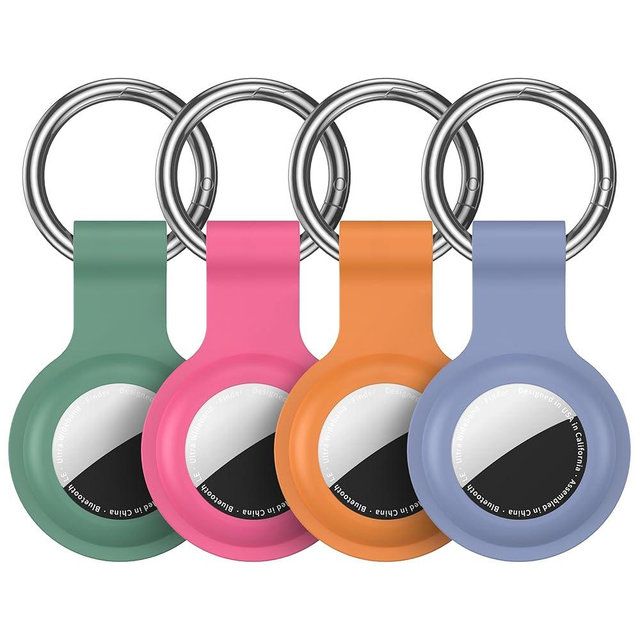 Compatible with AirTag Holder Case Keychain 4 Pack,Silicone Key Chain Ring Cases Cover Tags GPS Tracker Item Tag Finders Accessories for Kids,Bags,Luggages
