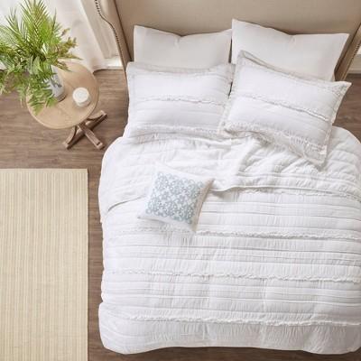 Alexis Ruffle Quilted Coverlet Set (King/California King)White - 4pc