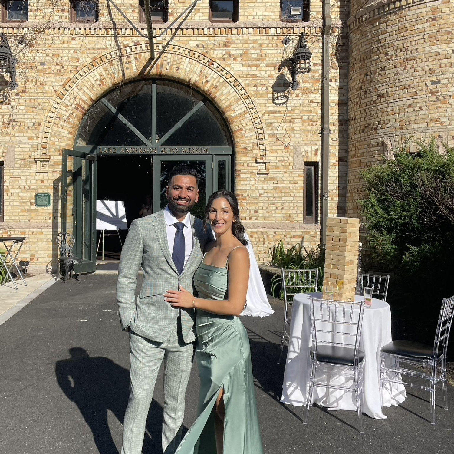 Nav made sure to match Sam's bridesmaid dress