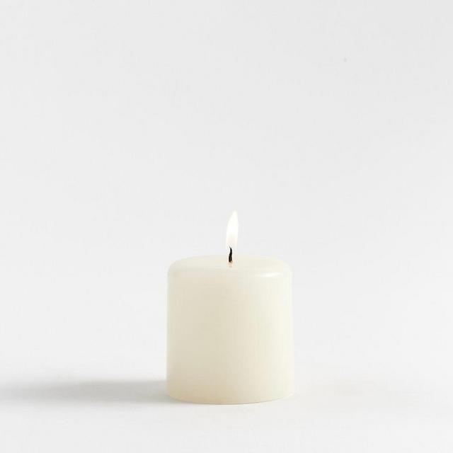 Modern Curved Pillar Candle, 3"x3" - Cream