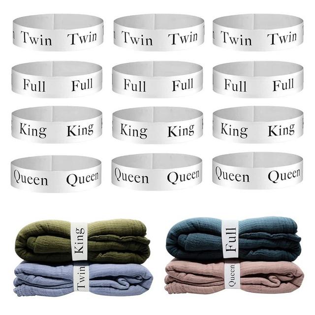 ZJCAHXJ 12pcs Bed Sheet Organizers and Storage Bands for Closet Organization Linen Labels King Twin Full Queen Bedding Bands Elastic Sheet Straps