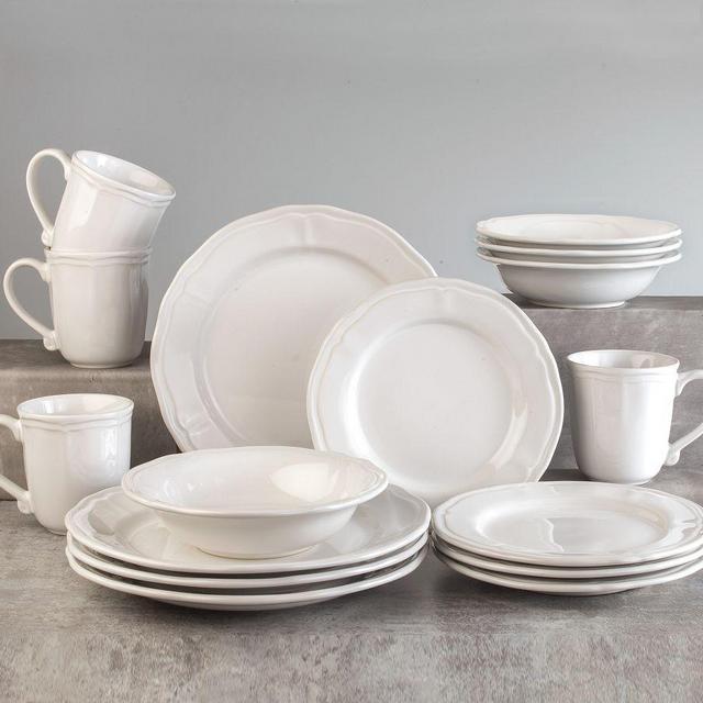 Sienna Stoneware 16 Piece Dinnerware Set - White
