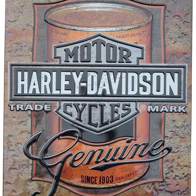 Harley-Davidson Tin Sign, Oil Can Bar & Shield Rustic Sign, Brown 2010931