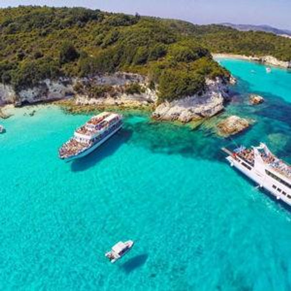 Paxos Antipaxos Blue Caves (Lakka Village) from Corfu