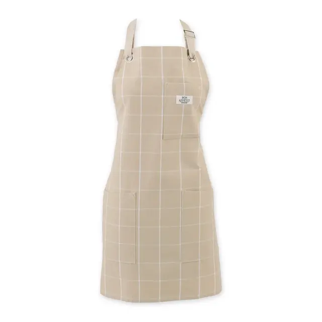 Design Imports Feather Gray Windowpane Apron