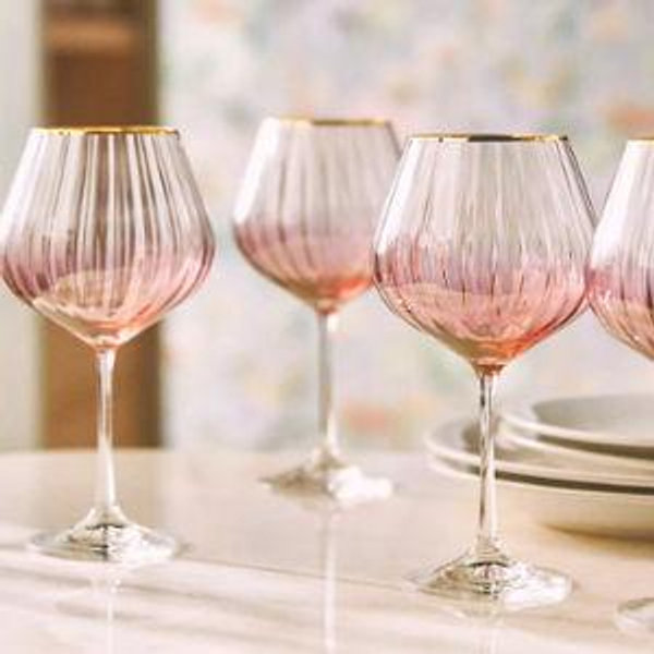 Waterfall Red Wine Glasses - Pink