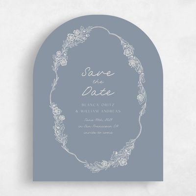 Blue Arch Wedding Save the Date - Ariadne Portrait