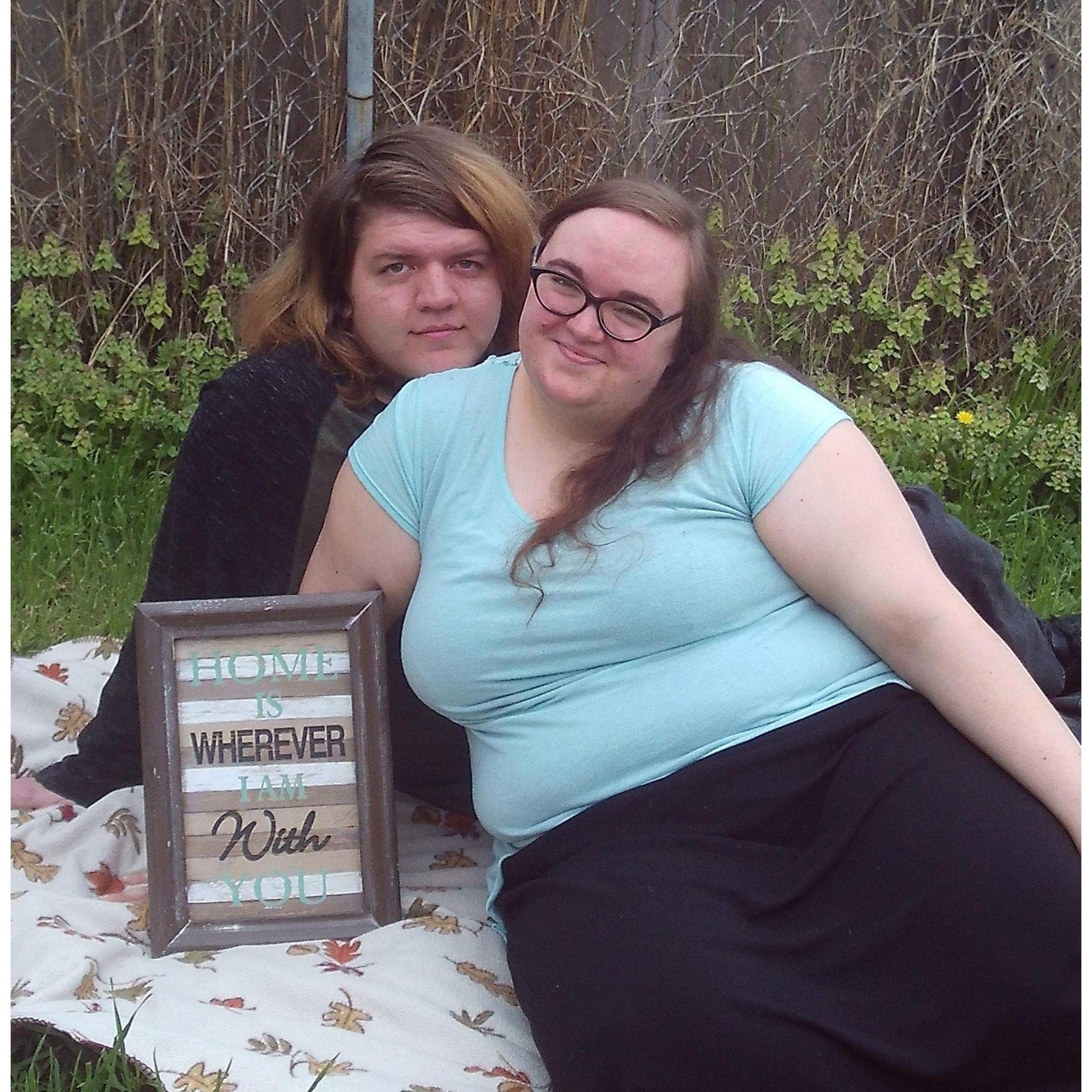 He had to move my hair to the side because it was too long. <3