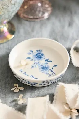 Let Love Bloom Ceramic Trinket Dish