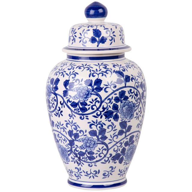 W Home Large Ginger Jar in Blue/White