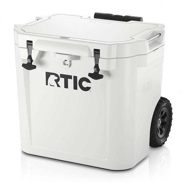 RTIC 45 QT Wheeled Ultra-Tough Cooler Hard Insulated Portable Ice Chest Box for Beach, Drink, Beverage, Camping, Picnic, Fishing, Boat, Barbecue, Rotomolded Construction