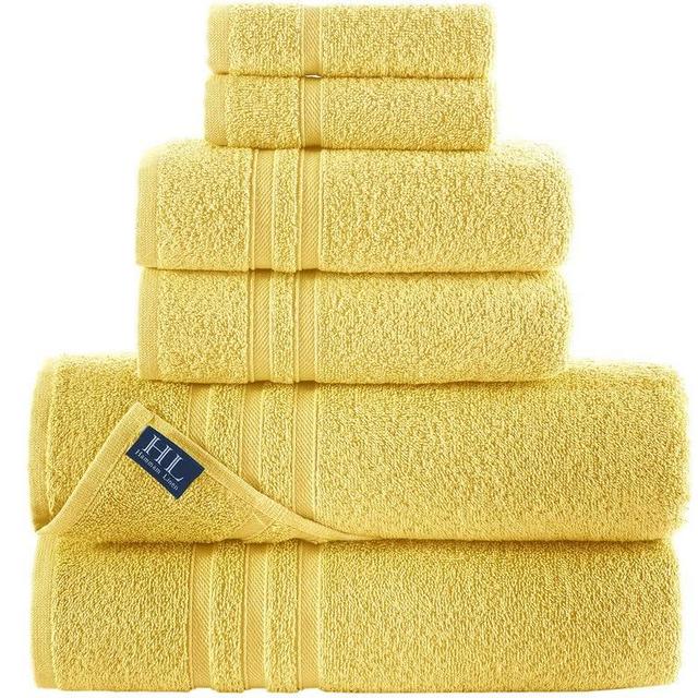 Hammam Linen Yellow 6 Pack Bath Towels Sets Linen for Bathroom Original Turkish Cotton Soft, Absorbent and Premium 2 Bath , 2 Hand , 2 Washcloths