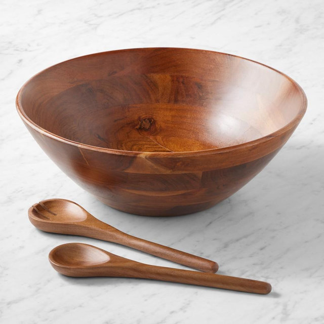 Open Kitchen x Williams Sonoma Salad Bowl & Dark Acacia Servers