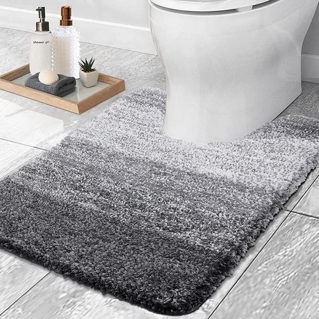 Kmson 3 Pcs Ombre Bathroom Rugs Set with U-Shaped Mat, Non Slip,Quick  Drying, Ultra Soft and Water Absorbent Bath Carpet for Bedroom Floor Living