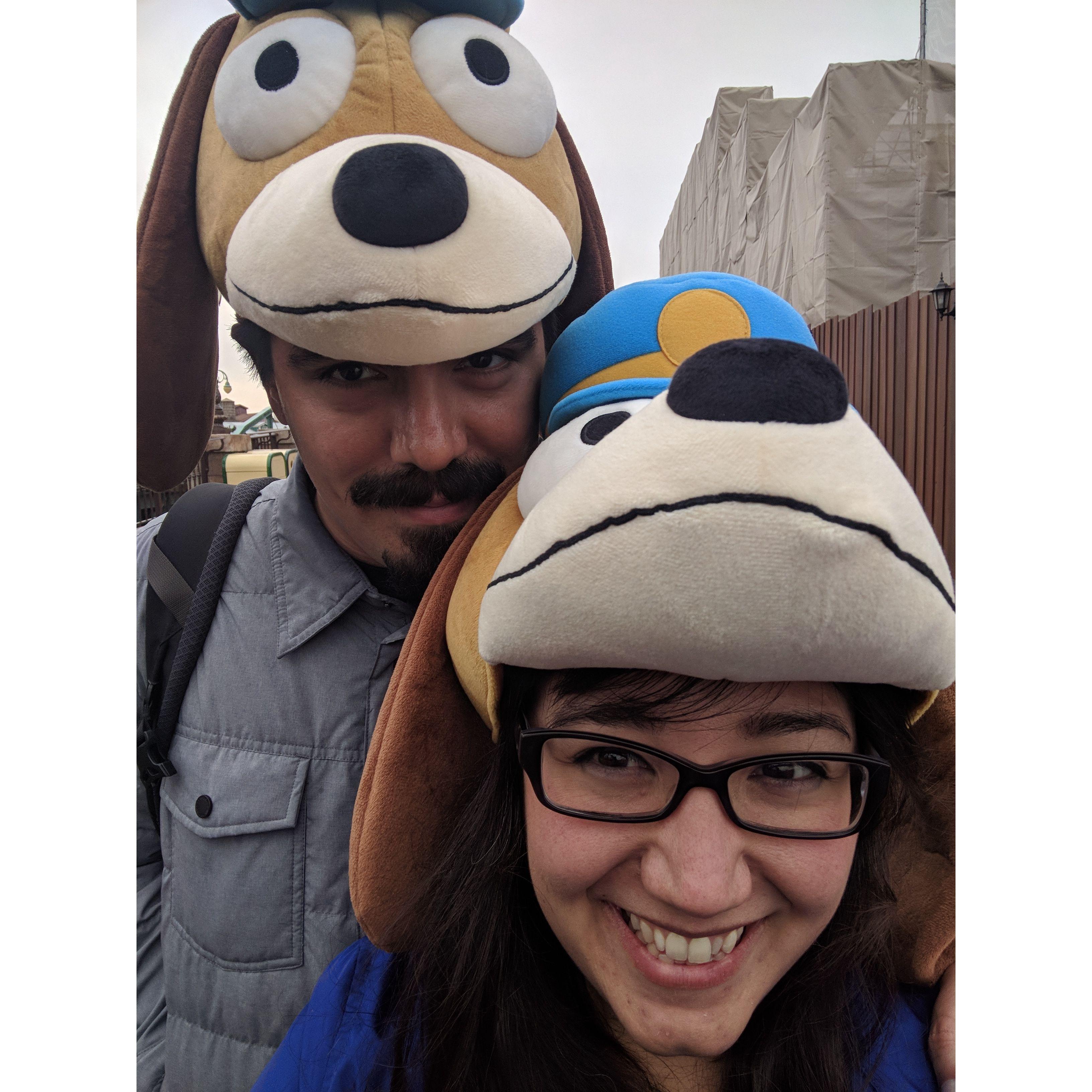Toyko Disney Sea and our newly purchased Slink hats <3 (Japan 2018)