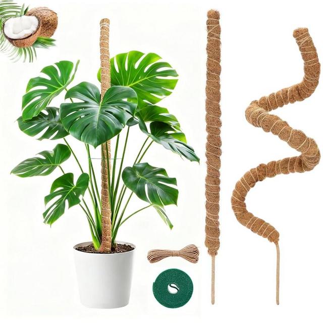 Moss Pole,2 Pack 27 Inch Monstera Plant Support, Upgraded 7mm Aluminum core Moss Poles for Climbing Indoor Plants DIY, Coco Coir Plant Pole Moss Plant Stick Support Stake Kit for Potted Plants Pothos