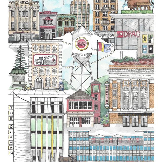 Downtown Durham Watercolor Print