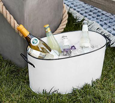 White Enamel Ice Bucket