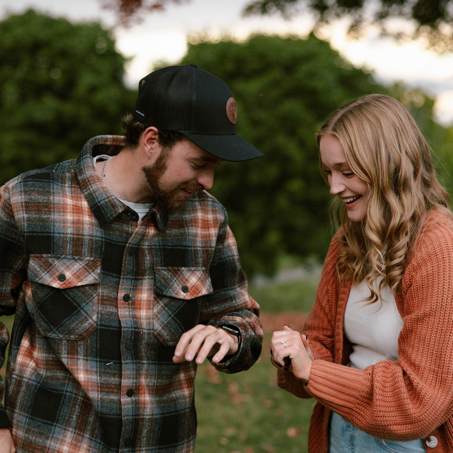 Giggling because I started to give him the wrong hand at first!