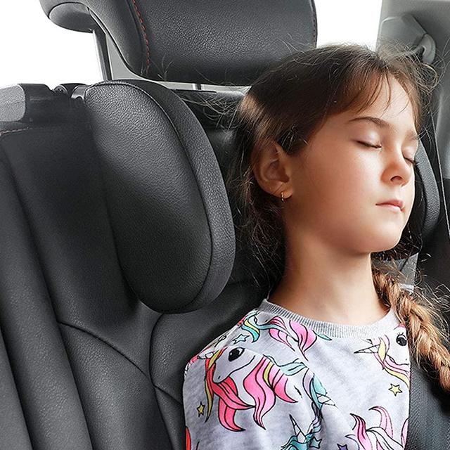 Car Seat Headrest Pillow,Head Neck Support Detachable, Premium Seat Head Pillow, 360 Degree Adjustable Both Sides Travel Sleeping Cushion for Kid Adults (Black)