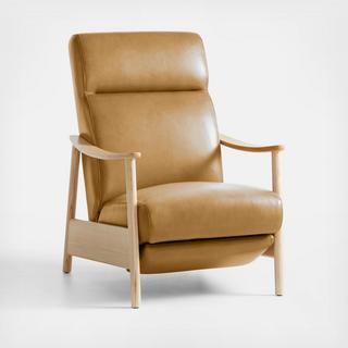 Domingo Leather Reclining Chair with Wood Frame