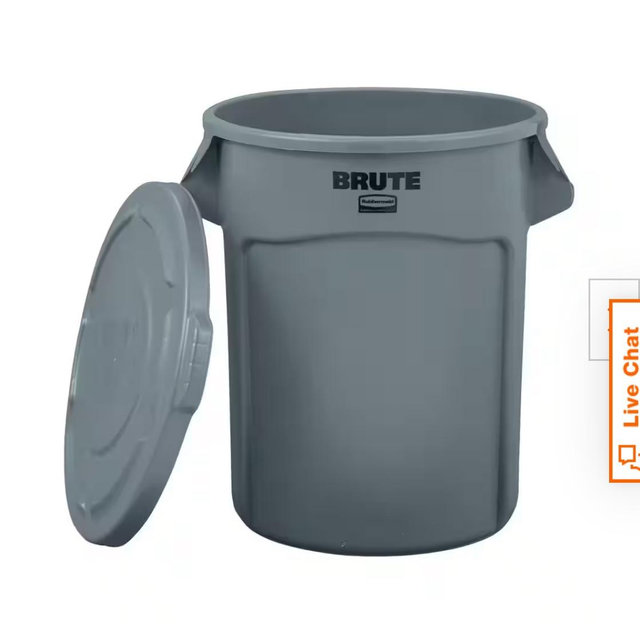 BRUTE 44 Gal. Grey Vented Plastic Outdoor Trash Can For Restaurants/Offices/Warehouses/Commercial Environments