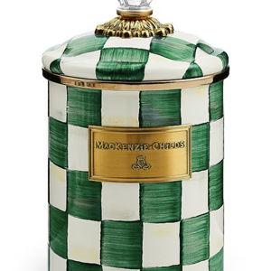 MacKenzie-Childs EMERALD Check Canister SMALL