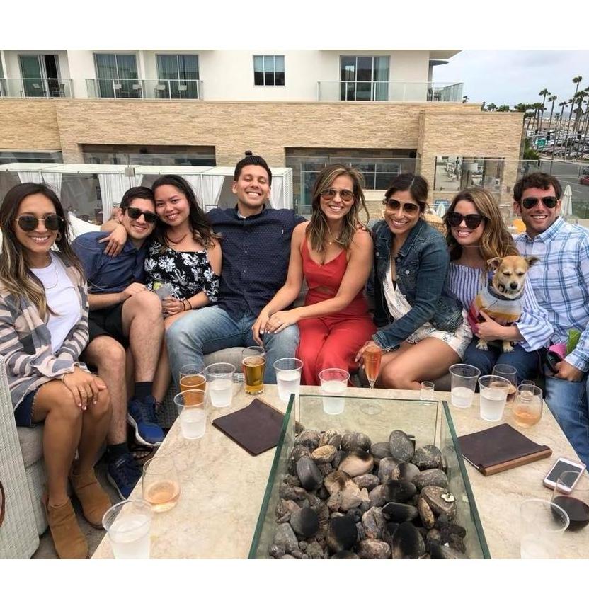 Celebrating our engagement with some of our closest friends moments after.