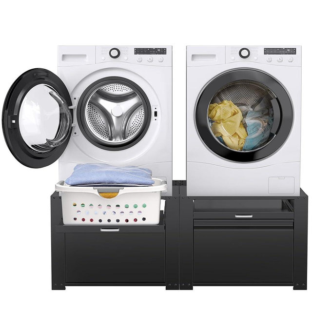GDLF Washer and Dryer Pedestals, Laundry Pedestal Universal Fit Washing Machine Stand with Drawer Storage and Lundry Basket Shelf, 800LBS Capacity