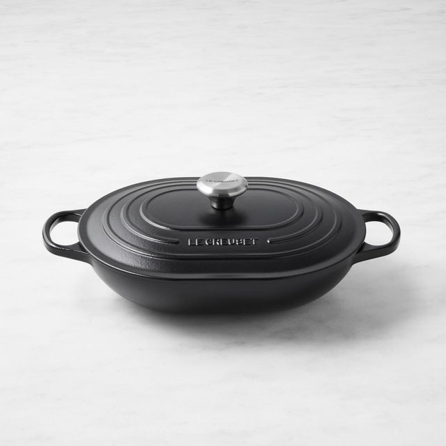 Le Creuset Signature Enameled Cast Iron Covered Oval Casserole, 3 3/4-Qt., Matte Black