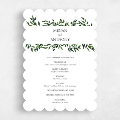 White Scalloped Wedding Program - Gingerwood