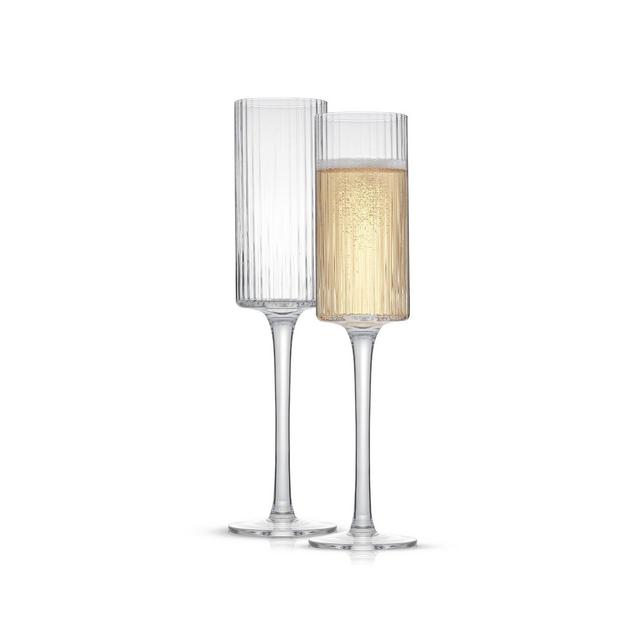 JoyJolt Elle Ribbed Stemmed Champagne Glass 2 Piece Set