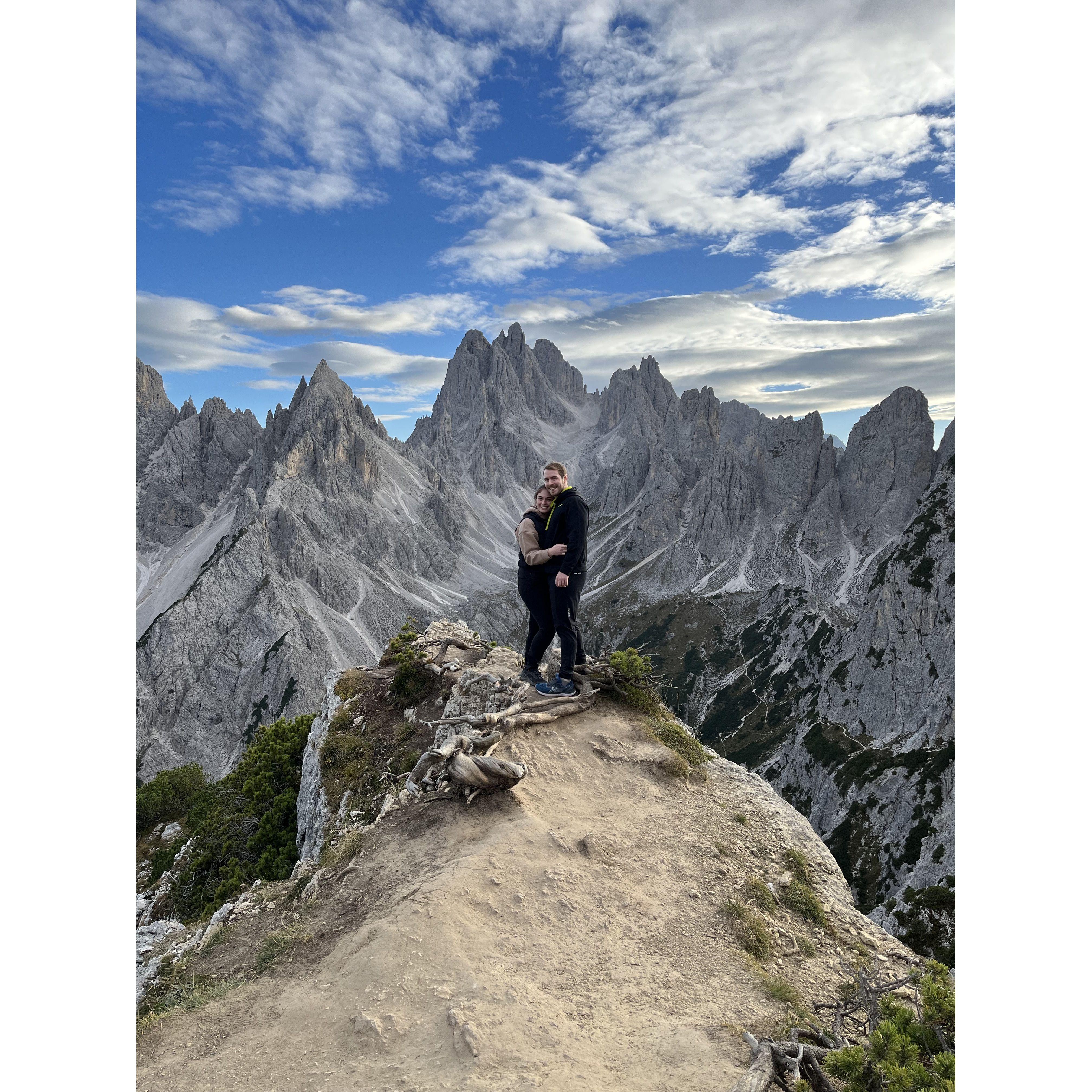 October 2023 - our first hike in the Dolomites where Logan questioned if he would ever trust Emily to plan another trip again for fear of plummeting