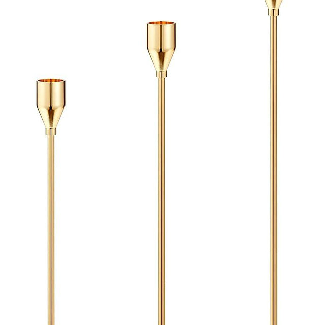 Oatnauxil Gold Candle Holders Gold Taper Candle Holder Metal Candle Holder for Wedding, Dinning, Party, Fits 3/4 inch Thick Candle&Led Candles (Set of 3 Pcs)