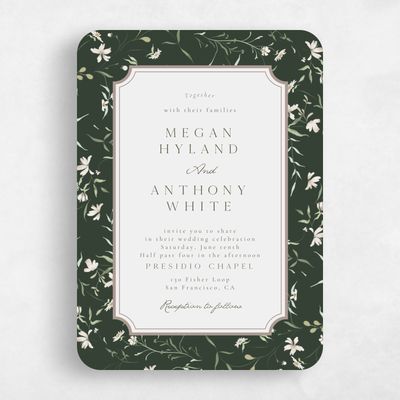 Green Rounded Wedding Invitation - Vasara Portrait