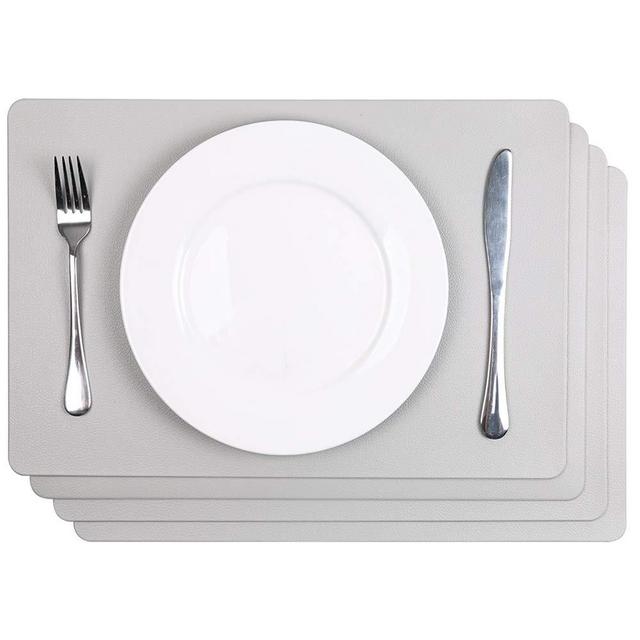 SHACOS Placemats Set of 4 Heat Resistant Waterproof Place Mats Wipe Clean for Dining Table PVC Foam Thick Placemats (Cream White, 4)