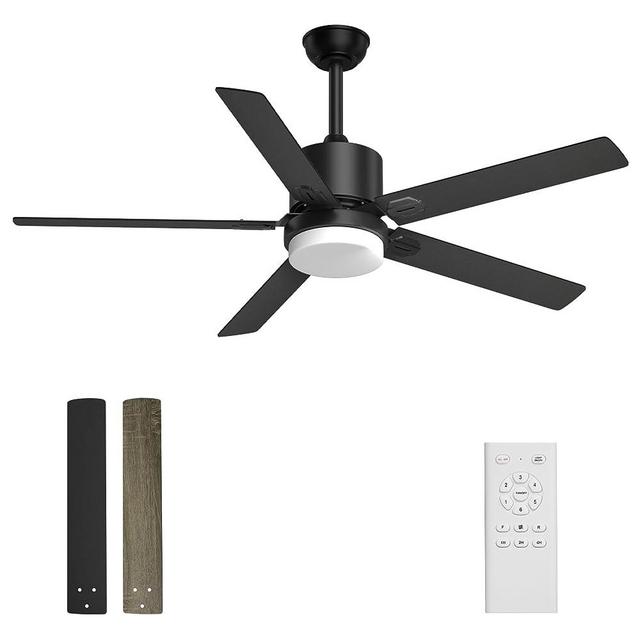 alescu Black Ceiling Fans with Lights - Outdoor Ceiling Fan with Remote, 52 Inch Modern Ceiling Fan for Patio, Bedroom Living Room