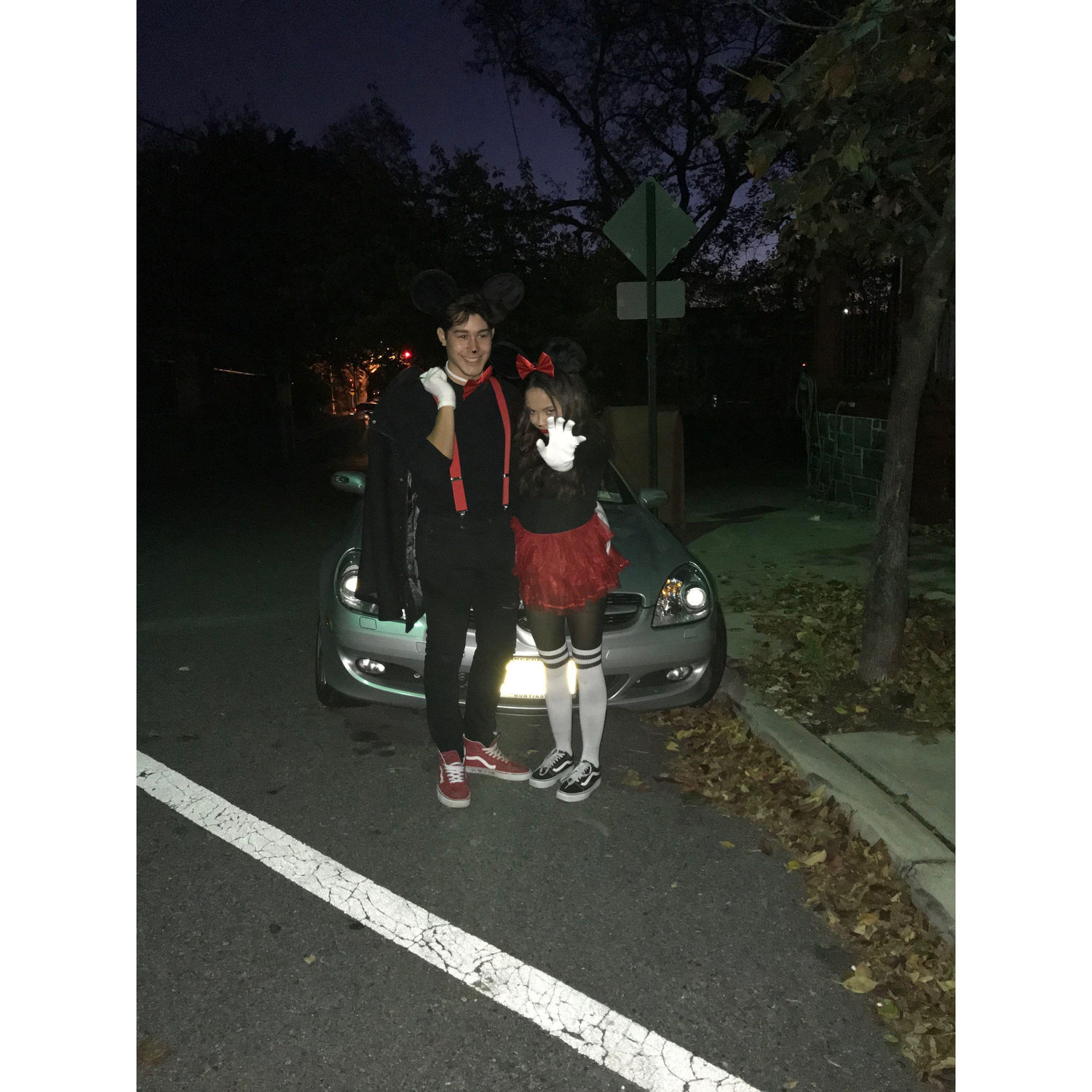 Halloween 2019 --- Kelsey and Brian dressed up as Mickey & Minnie Mouse. Kelsey is also trying to be Eleven from Stranger Things.