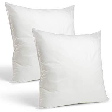 Set of 2-26 x 26 Premium Hypoallergenic European Sleep Pillow Inserts Sham Square Form Polyester, Standard/White - Made in USA