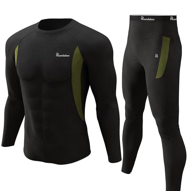 romision Thermal Underwear for Men Long Johns Fleece Lined Hunting Gear Bottom Top Set Base Layer for Cold Weather Gift