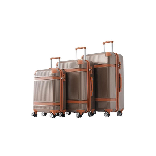 Luggage Sets, 3pcs ABS Hardside Lightweight Suitcase, Expandable Suitcase w/Spinner Wheels Collision-Protection Angle TSA Lock Carry On 20"+24''+28"BR