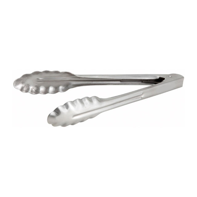 Winco Utility Tongs, Stainless Steel, Extra Heavyweight, 9"