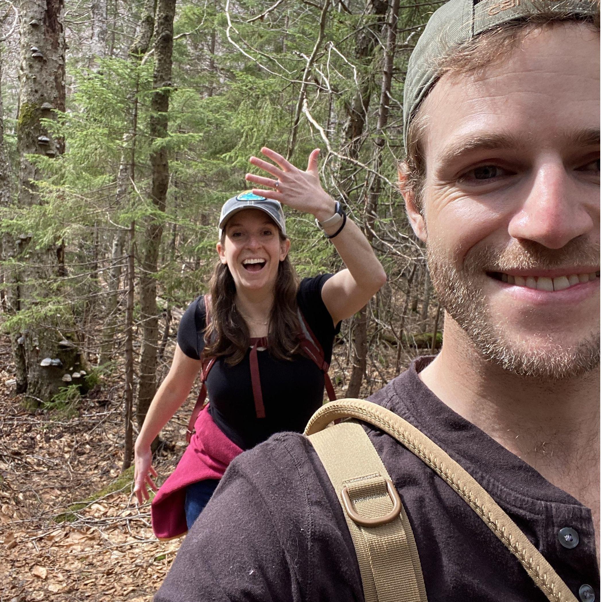 Us SPRINTING down the mountain after our proposal. We were so excited, but also racing to make our dinner reservation at PUB ON PAGE!