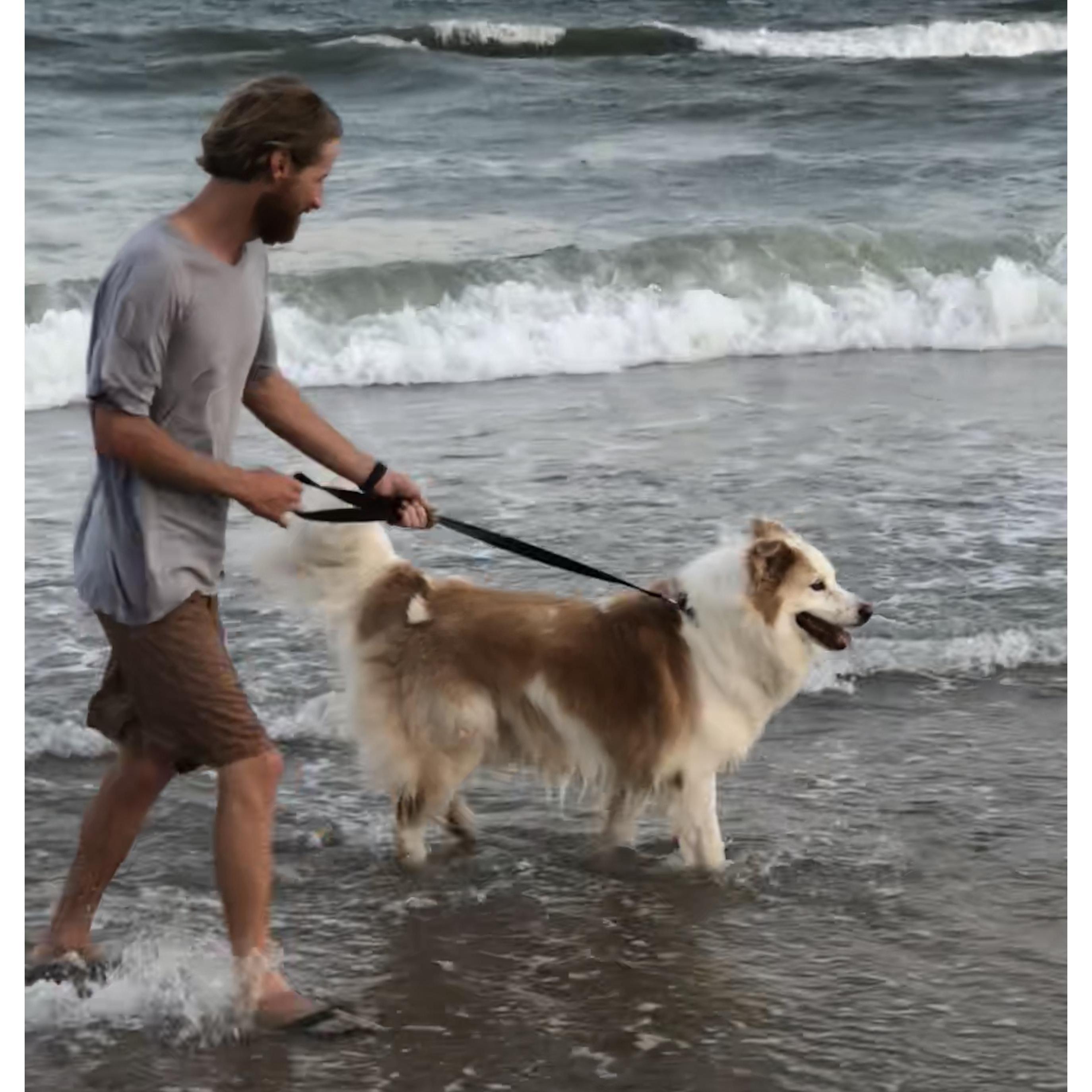 Rafee's first beach trip!