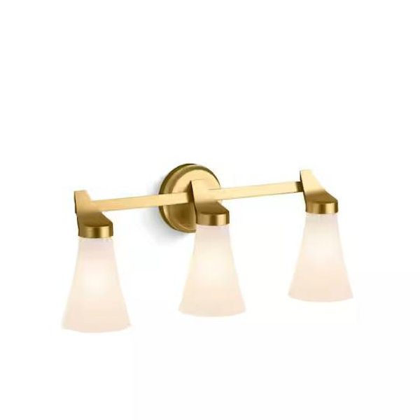 KOHLER Simplice 22.625 in. 3-Light Brushed Moderne Brass Wall Sconce 26848-SC03-2GL
