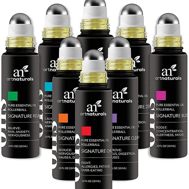 ArtNaturals Top 8 Aromatherapy Essential Oil Blend Roll On 10ml Set - Blends Assists with Sleep, Headache, Calming, Moods & More. Blended with Jojoba Oil for Skin Nutrition